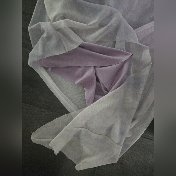 Zara Purple Ombré Ruched Mesh Asymmetrical Dress L Y2K - Picture 6 of 10